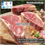 Beef BLADE Australia frozen daging sapi sampil CUBED-DADU RENDANG / CURRY BITE-SIZE 2cm 5/8" (price/pack 600g +/-50pcs) any brand in stock; GBP, WMPG, RALPHS or AMH